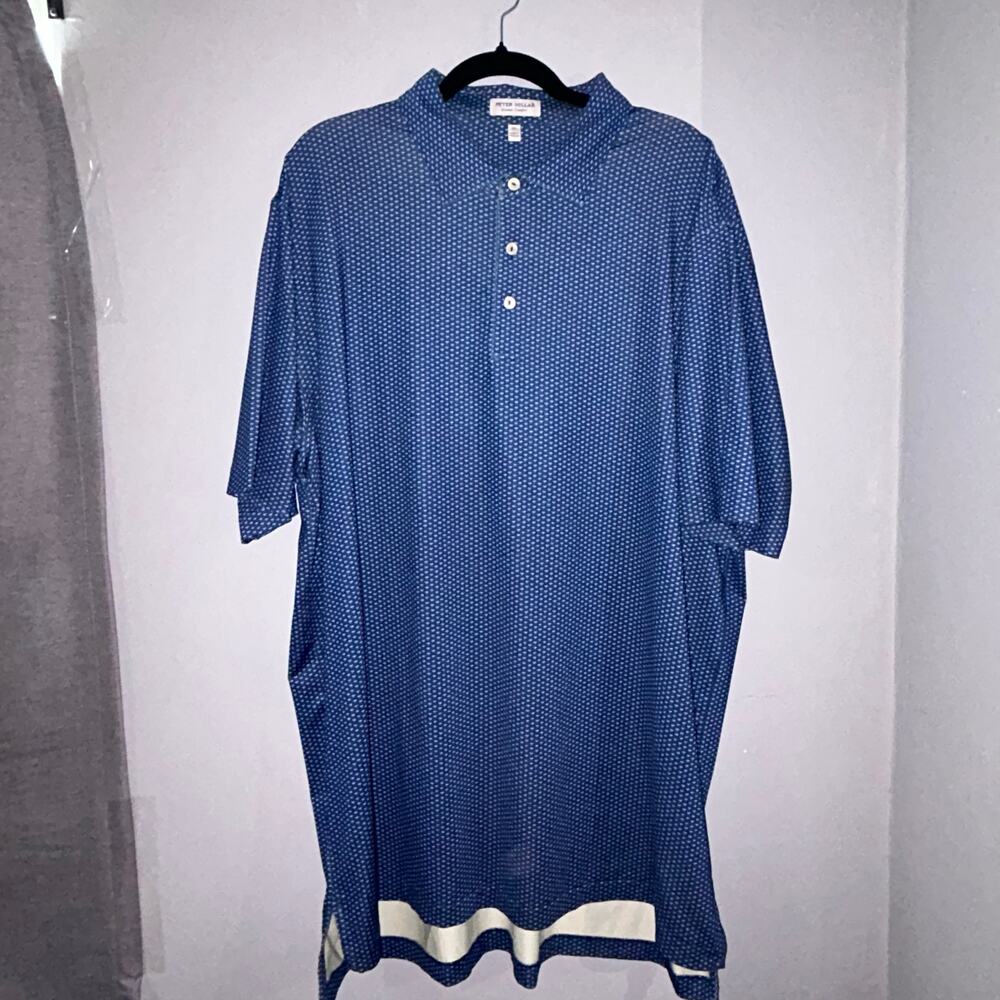 Peter Millar Summer Comfort Blue Polo Men Sz XL Cocktail Glass Print